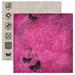 Dream Street Papers-Quilted Garden-Pink Flutterby 12x12 paper